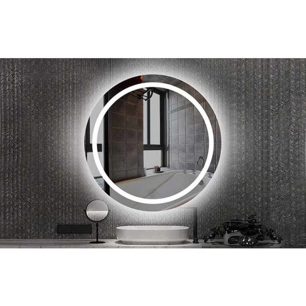 Nuun Dekor LED Işıklı Kumlamalı Yuvarlak Ayna - Trafolu - Beyaz - 60CM Banyo Aynası Fiyatı