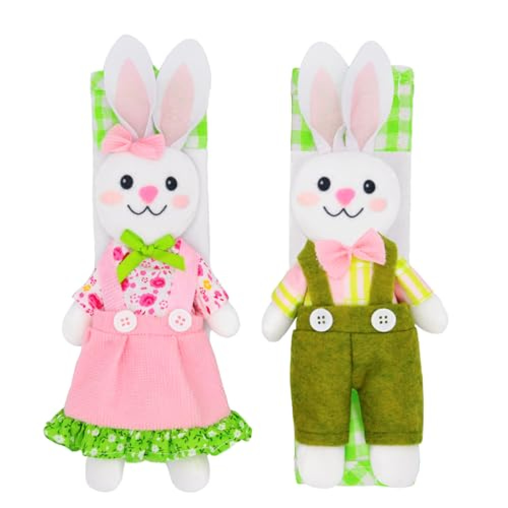nuvagiki Easter Refrigerator Handle Covers Decorations, 2 Pack Easter Bunny Handle Covers, Spring Kitchen Appliance Covers, Pastel Handle Covers, Reusable Refrigerator Handle Covers for Easter Decor