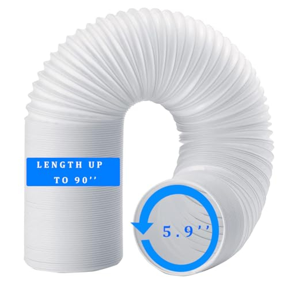 NWESTUN Portable Air Conditioner Hose, Length up to 90", AC Hose with 5.9" Diameter, Anti-Clockwise Thread, Exhaust Hose for Portable Air Conditioner