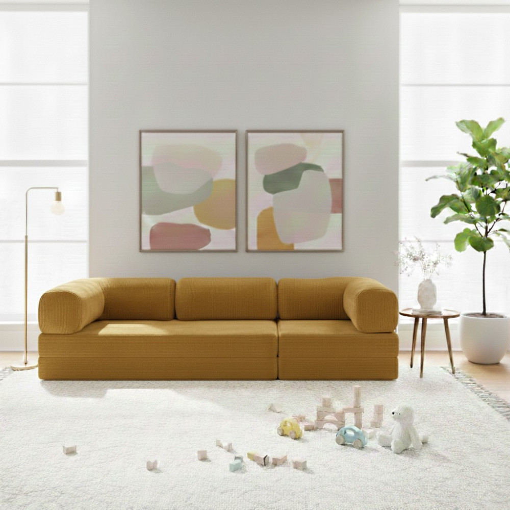 Nwin Home Linea Long 100x300 cm Modern Modüler Köşe Koltuk - Çok Amaçlı Yer Minderi Yatak Dinlenme Seti - Hardal - Sarı Koltuk Fiyatı