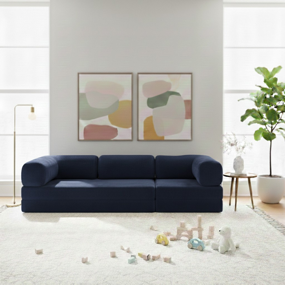 Nwin Home Linea Long 100x300 cm Modern Modüler Köşe Koltuk - Çok Amaçlı Yer Minderi Yatak Dinlenme Seti - Lacivert Koltuk Fiyatı