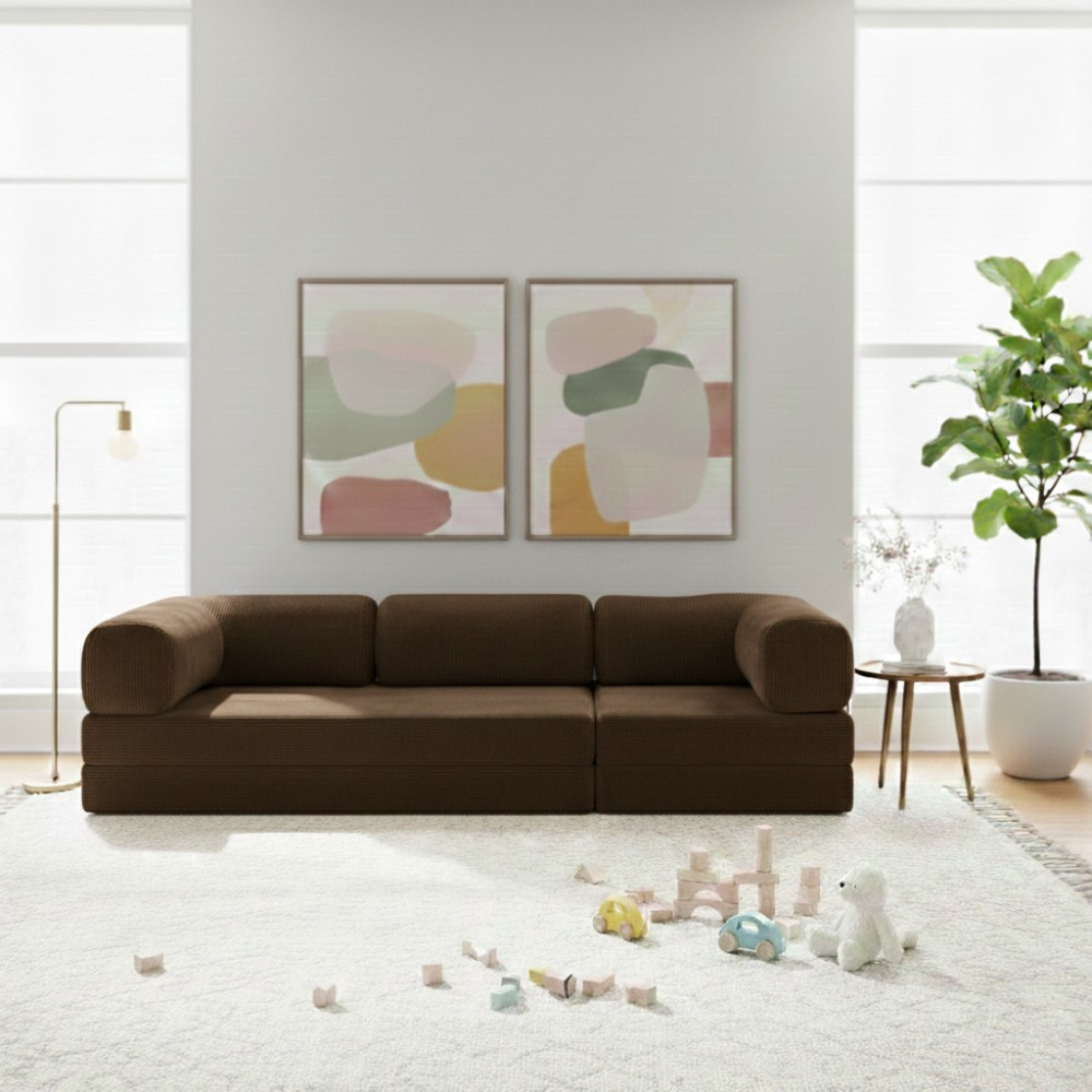 Nwin Home Linea Long 100x300 cm Modern Modüler Sünger Köşe Koltuk - Çok Amaçlı Yer Minderi Yatak Dinlenme Seti - Kahverengi Koltuk Fiyatı