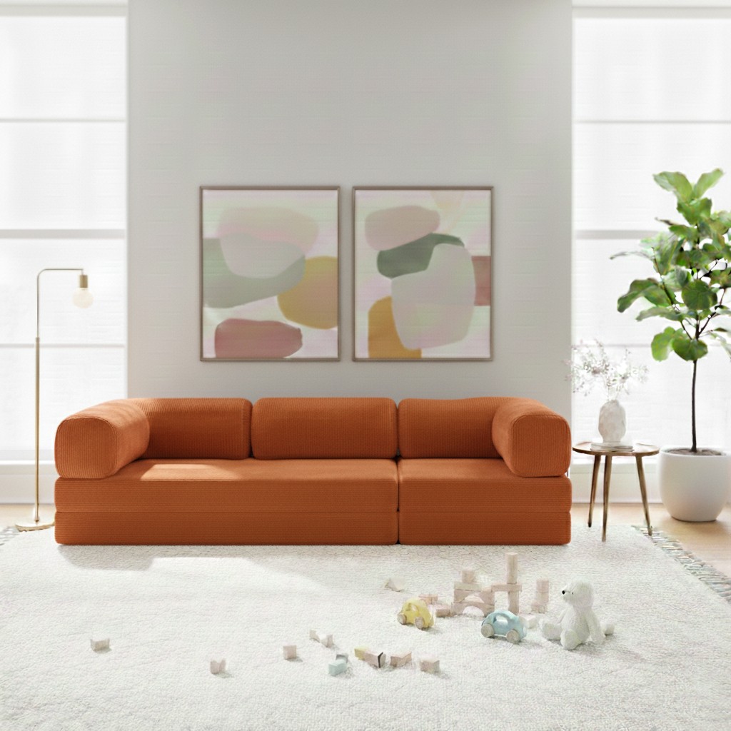 Nwin Home Linea Long 100x300 cm Modern Modüler Sünger Köşe Koltuk - Çok Amaçlı Yer Minderi Yatak Dinlenme Seti - Kiremit Koltuk Fiyatı
