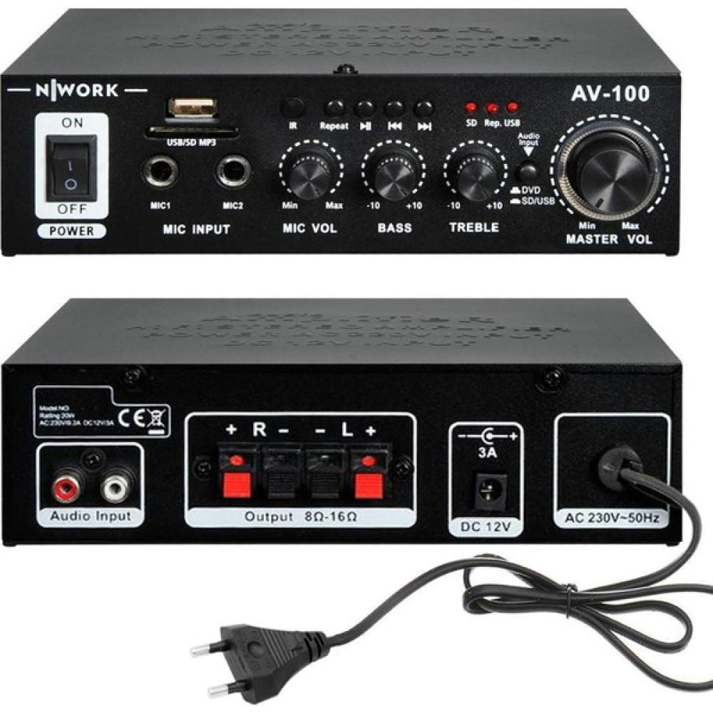 Nwork Anfi 100W Bluetooth Usb/sd/mp3 12V/220V Nwork AV-100 Oto Hoparlörleri & SubWoofer Fiyatı