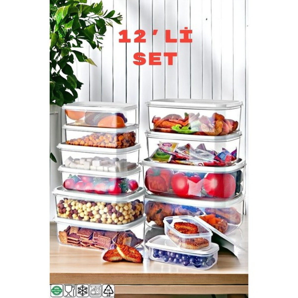 Ny Home 12LI Set Dikdörtgen Sweet Saklama Kabı Beyaz Saklama Kapları Fiyatı