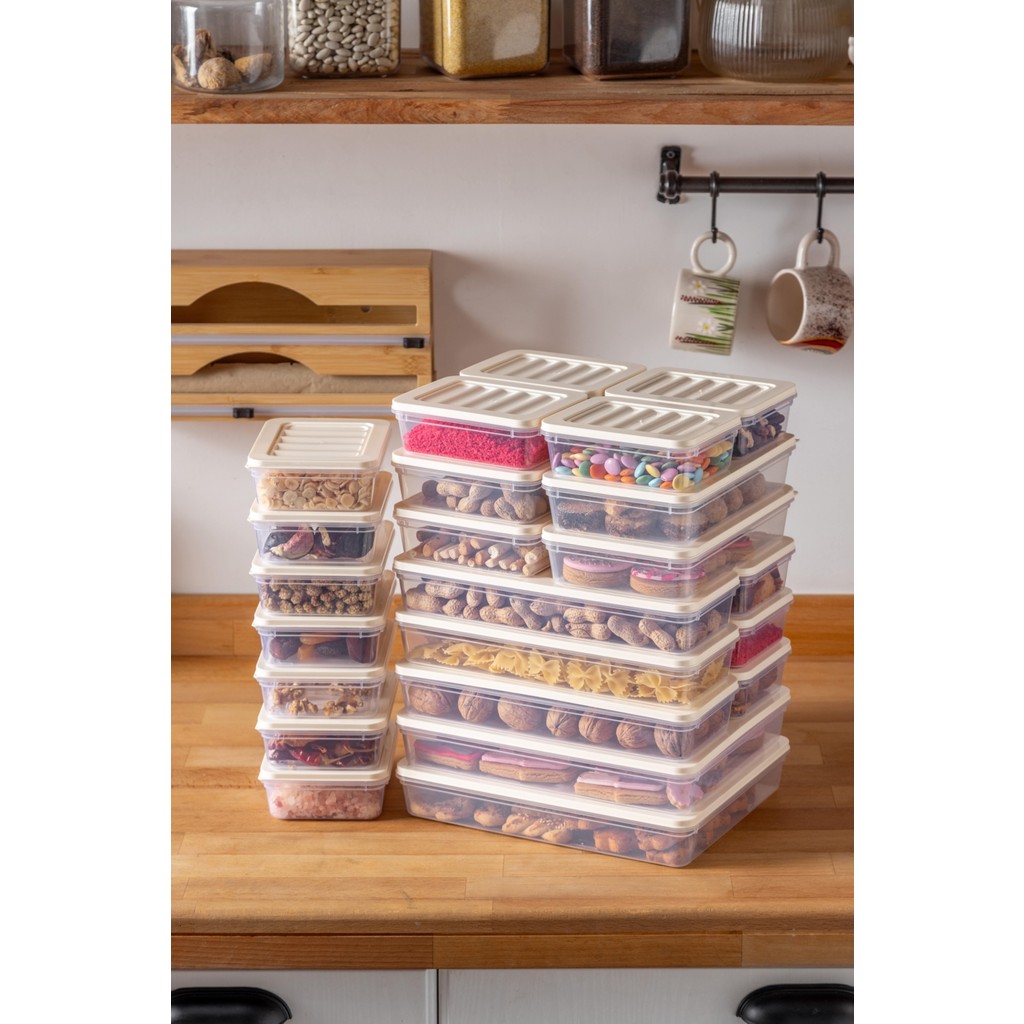 Ny Home 24'lü Set Freshbox Mikrodalga ve Difrize Uygun Saklama Kabı Krem Eşya Saklama / Düzenleme Fiyatı