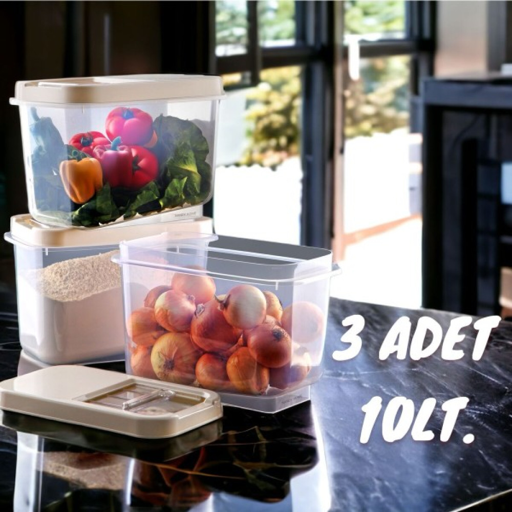 NY Home 3 Adet 10 Lt Kolay Kayar Kapaklı Multibox Saklama Kabı Krem Saklama Kapları Fiyatı