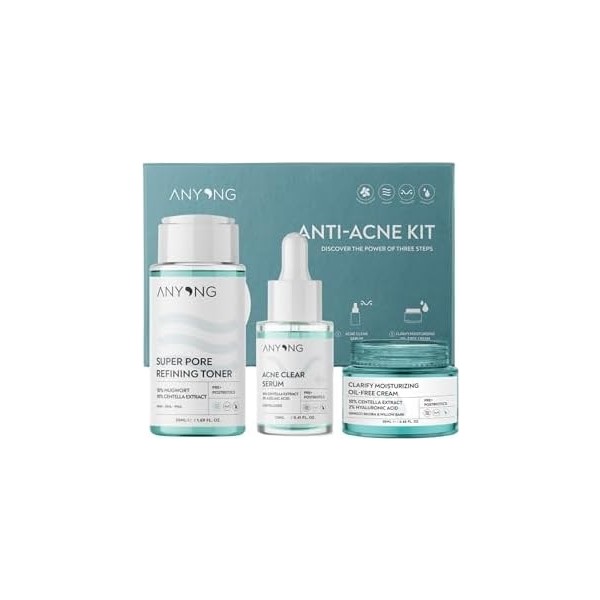 NY Home Anyong Akne Karşıtı ve Gözenek Sıkılaştırıcı Karma-Yağlı Cilt Bakım Kiti (Tonik, Serum, Krem)/ Azelaik Asit (50 ml + 12 ml + 20 Ml) - Option-1 Diğer Fiyatı