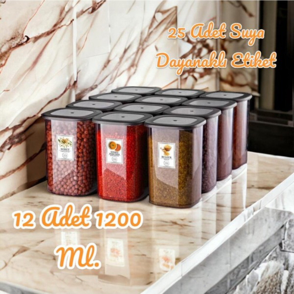 NY Home Etiketli 12 Adet 1200 ml Antrasit Ekonomik Kırılmaz Saklama Kabı Saklama Kapları Fiyatı