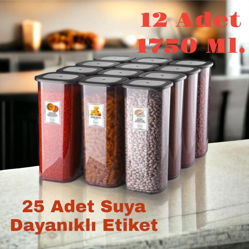 NY Home Etiketli 12 Adet 1750 ml Antrasit Ekonomik Kırılmaz Saklama Kabı Eşya Saklama / Düzenleme Fiyatı