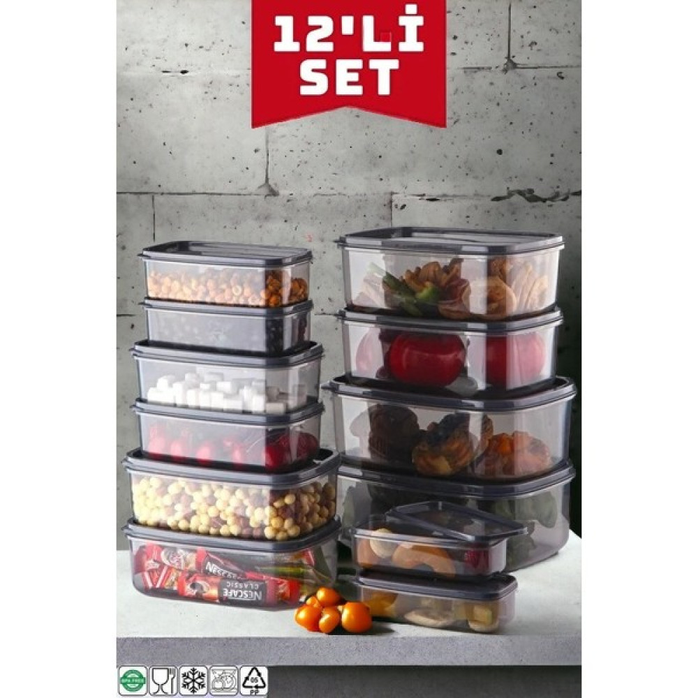 NY Home Ny HOME12LI Set Dikdörtgen Sweet Saklama Kabı Antrasit Saklama Kapları Fiyatı