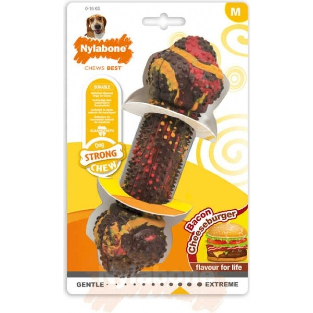 Nylabone 833215-NYLABONE Bacon Cheeseburger Domuz Aromalı Çiğneme Kemiği M Evcil Hayvan Ürünleri Fiyatı