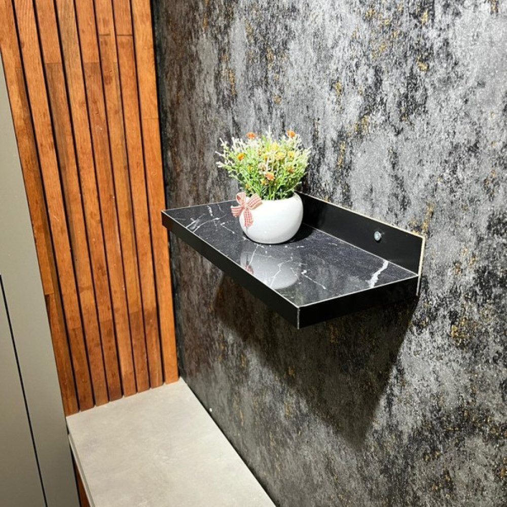 Nym Concept Dekoratif Duvar Rafı Beyaz Suntalam 30X12 cm 18 mm Kalınlık , Duvar Biblo Sukulent Saksı Rafı - Siyah Mermer Kitaplık - Duvar Rafı & CD / DVD Rafı Fiyatı