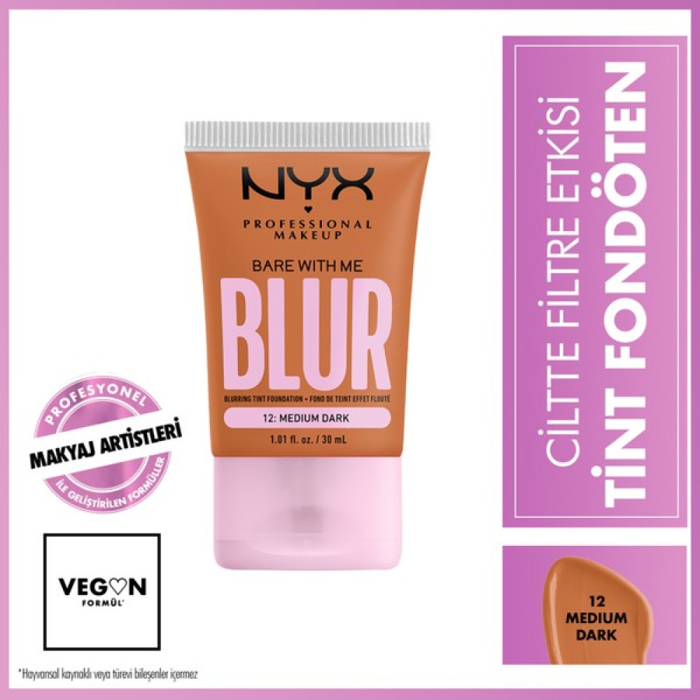 Nyx Professional Makeup Blur Tint Ciltte Filtre Etkili Fondöten - 12 Medium Dark Fondötenler Fiyatı