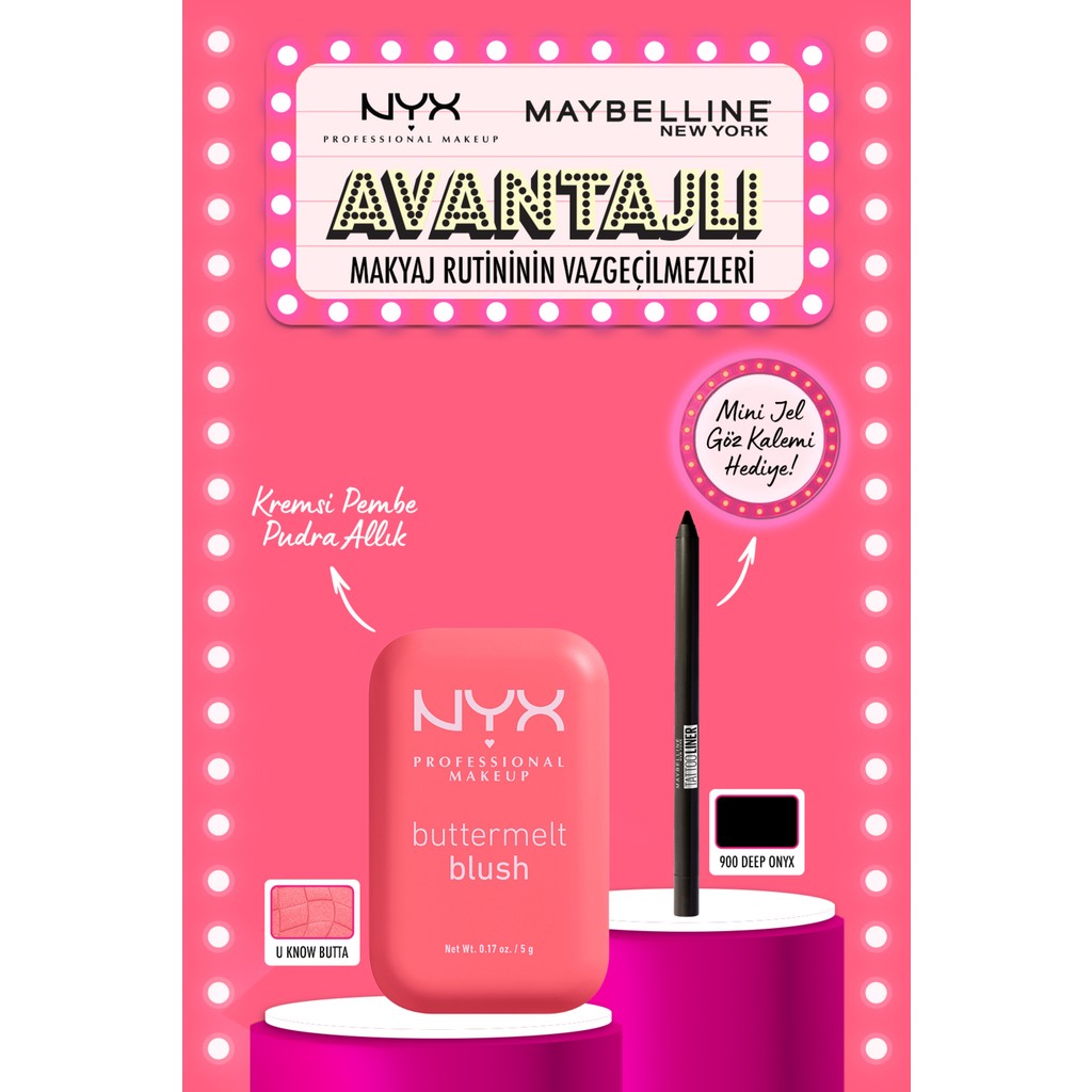 NYX Professional Makeup Buttermelt 04 Allık & Tattoo Liner Mini Hediyeli Allık Fiyatı