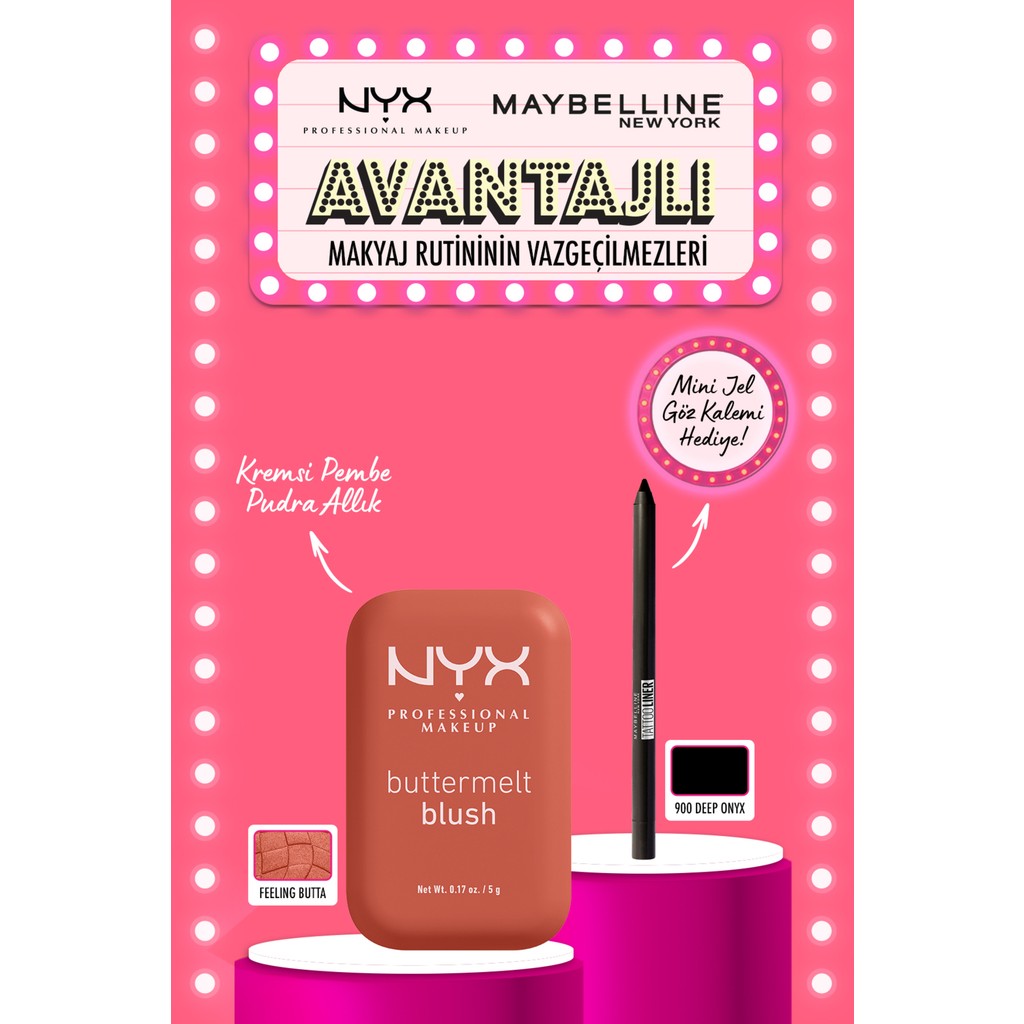 NYX Professional Makeup Buttermelt 09 Allık & Tattooo Liner Mini Hediyeli - 9 Allık Fiyatı