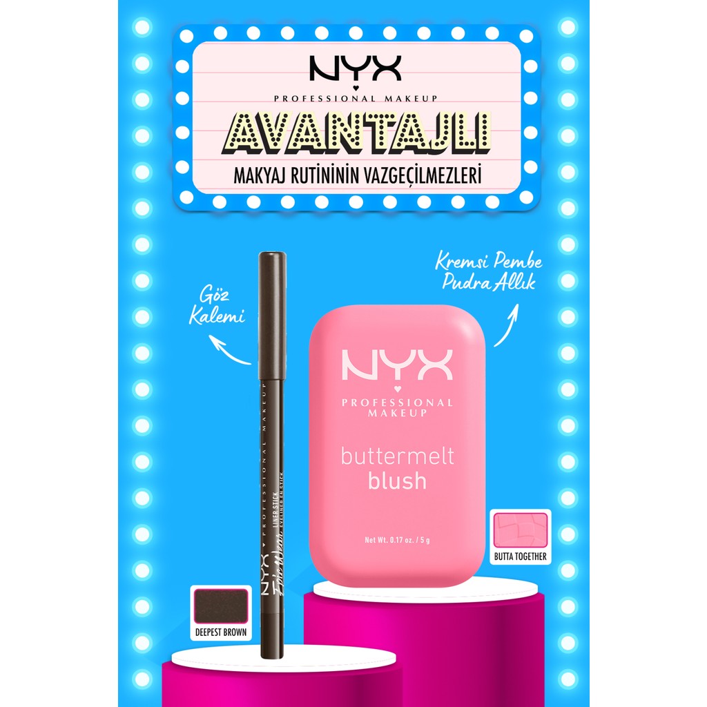 Nyx Professional Makeup Buttermelt Blush Kremsi Pudra Allık - 02 Butta Together & Epic Wear Liner Sticks - Deepest Brown Allık Fiyatı