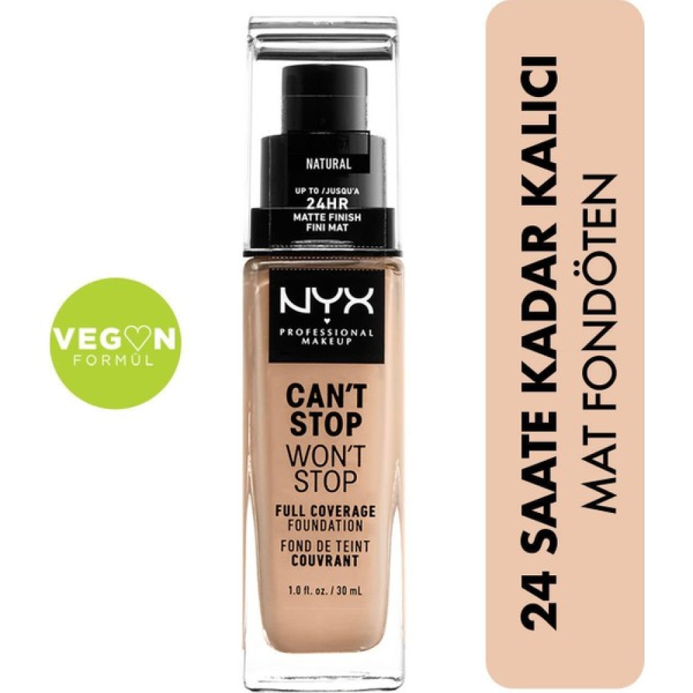 Nyx Professional Makeup Fondöten - Can't Stop Won't Stop Full Coverage Foundation 07 Natural 30 ml 800897157234 Fondötenler Fiyatı