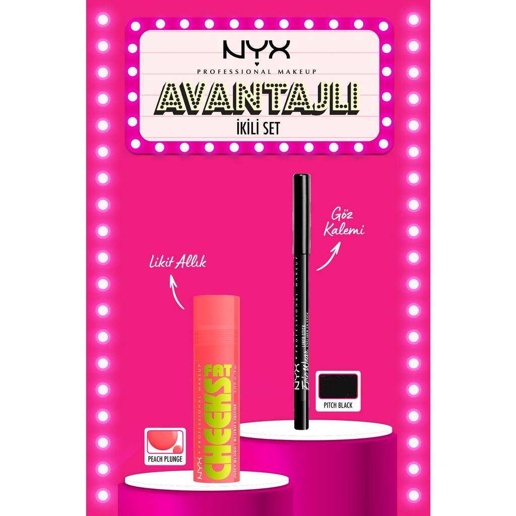 NYX Professional Makeup Nyx Fat Cheeks Blush Peach Plunge + Nyx Epic Wear Liner Pitch Black Allık Fiyatı