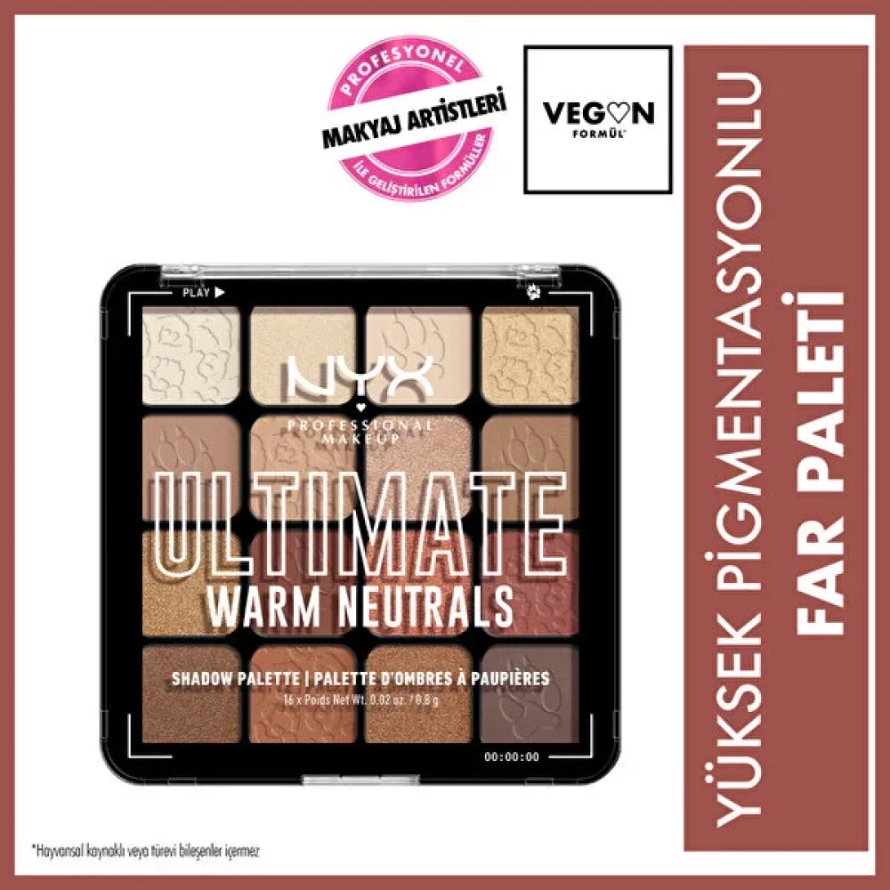 Nyx Professional Makeup Ultimate Shadow Palette - Warm Neutrals Göz Farı Paleti Göz Farı Fiyatı