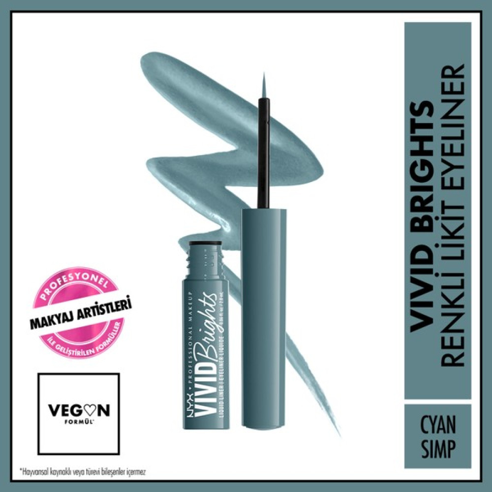 Nyx Professional Makeup Vivid Brights Likit Eyeliner - Cyan Simp Eyeliner Fiyatı