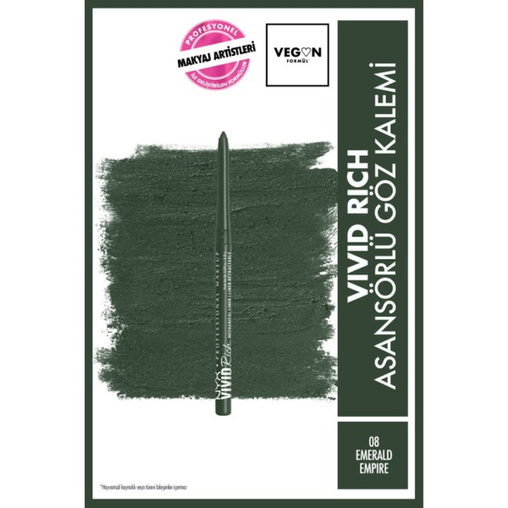Nyx Professional Makeup Vivid Rich Asansörlü Göz Kalemi - 08 Emerald Empire Göz Kalemleri Fiyatı