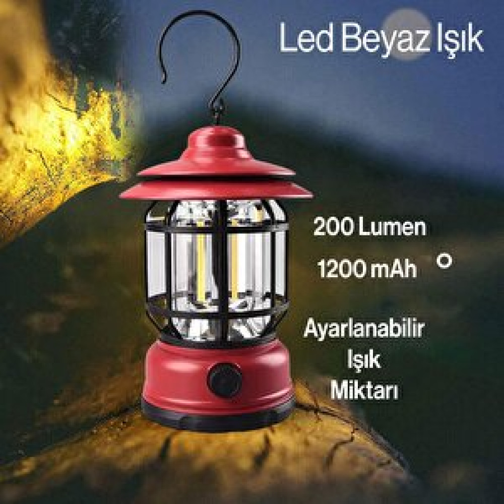Nzb Dekoratif Kamp Lambası Ledli Askılı Beyaz Işıklı El Feneri Işıldak Şarjlı Portatif Gece Lamba Kırmızı Kafa Feneri Fiyatı