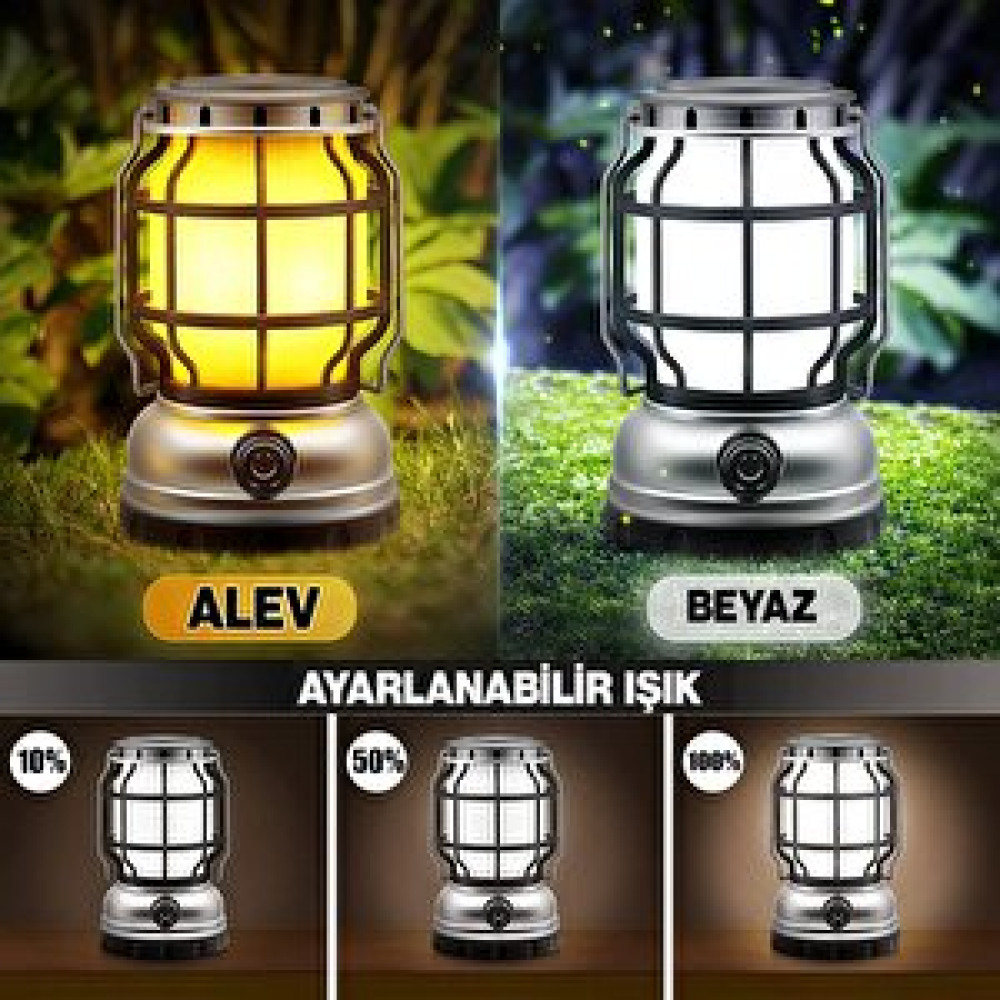 Nzb Dekoratif Outdoor Kamp Lambası Ledli Kırmızı Alev Beyaz Işıklı El Feneri Işıldak Şarjlı Çift Modlu Kafa Feneri Fiyatı