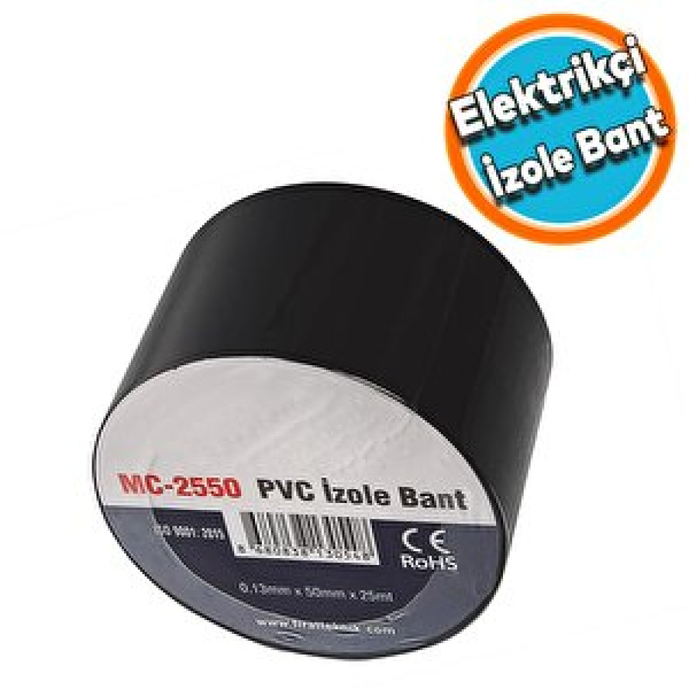 Nzb Elektrikçi Bandı İzolasyon Siyah İzole Elektirik Kablo Bant Bandı Pvc 0.13 Mm Kalınlık 50 Mm Geniş 25 Metre Bant Fiyatı