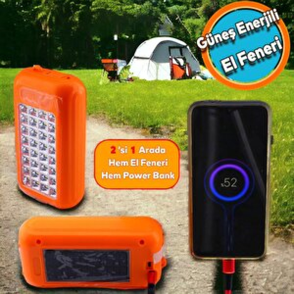 Nzb Güneş Enerjili Şarjlı 32 Ledli Işıldak Lamba Aydınlatma Kamp El Feneri Beyaz Işık Power Bank El Feneri Fiyatı