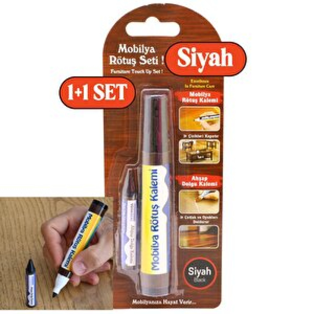 Nzb Mobilya Rötuş Kalemi + Ahşap Dolgu Boya Kalemi 2'li Set Siyah Çizik Giderici Çatlak Kapatıcı Rütuş Koltuk Fiyatı