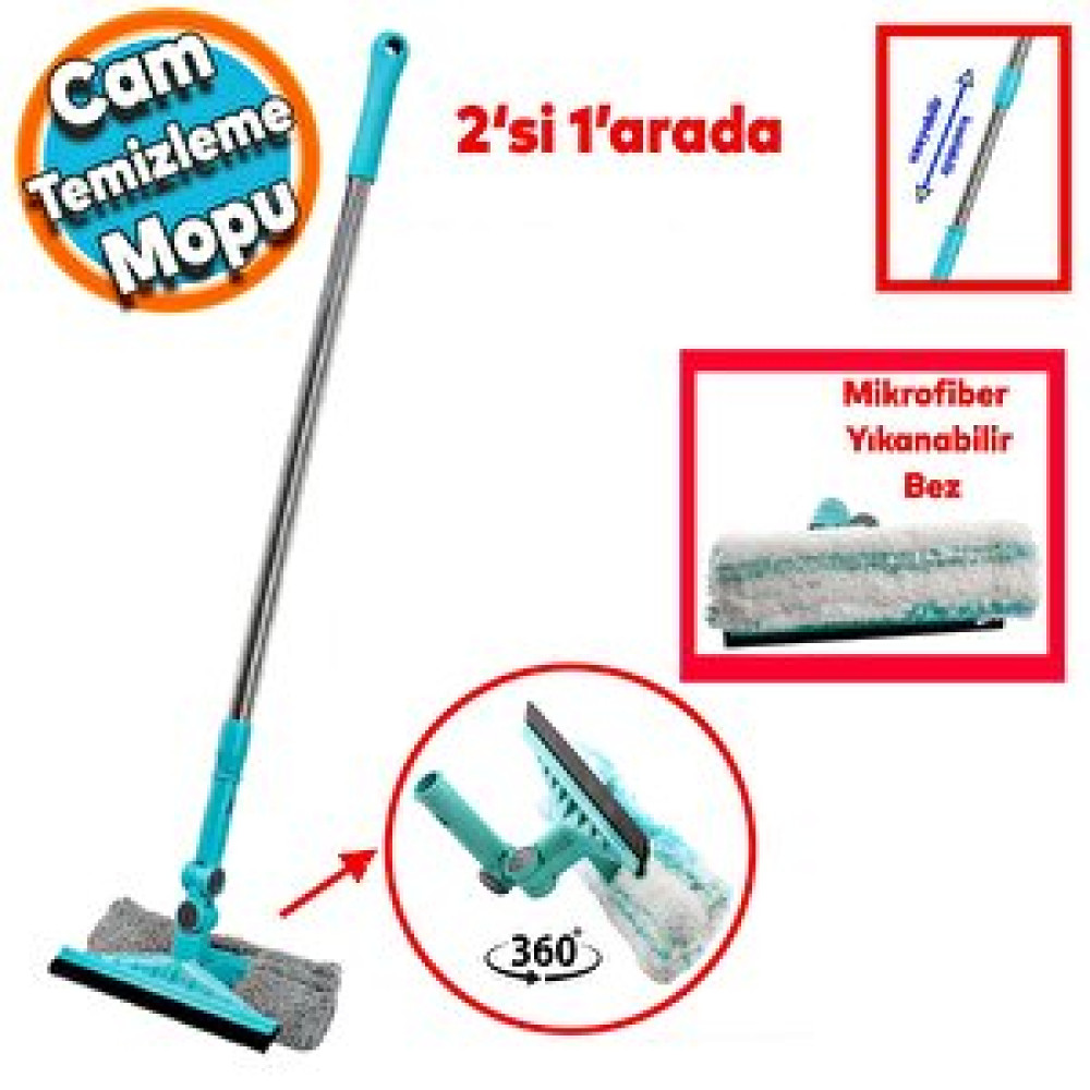 Nzb Pencere Araç Otomobil Camı Ev Ofis İşyeri Cam Superbright Cam Silme Temizleme Mopu 2'si 1 Arada Paspas Fiyatı