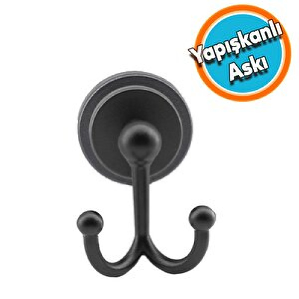 Nzb Siyah Renk Metal Sağlam Aparat Bornoz Havlu Asma Askı Banyo Lavabo Çatal Yapışkanlı 2'li Askılık Banyo Askılık Fiyatı