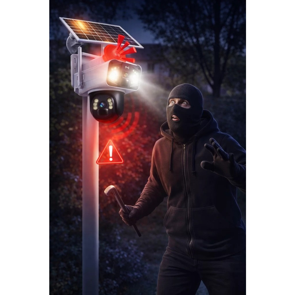 O-kam 3915 4G 6MP Dual Lens Güneş Panelli Solar Sirenli Güvenlik Kamerası Turkcel Sim Kart Dahil - Beyaz Güvenlik Kameraları Fiyatı