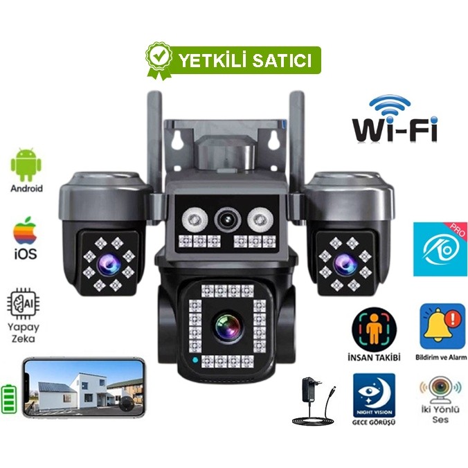 O-Kam OK-202PLUSW 4 Lens Wifi Güvenlik Kamerası Adaptör Hediyeli Güvenlik Kameraları Fiyatı
