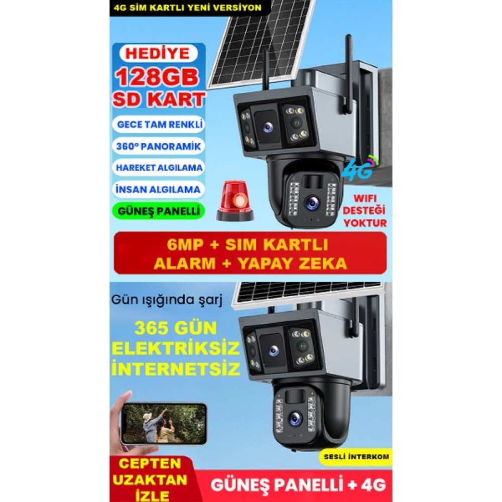 O-kam Sım Kartlı | Güneş Enerjili | 6mp | Hareket Algılama | Mobil Bildirim | Sesli Alarm | Gece Renkli | Insan Algılama | Solar Panelli Güvenlik ... Diğer Fiyatı