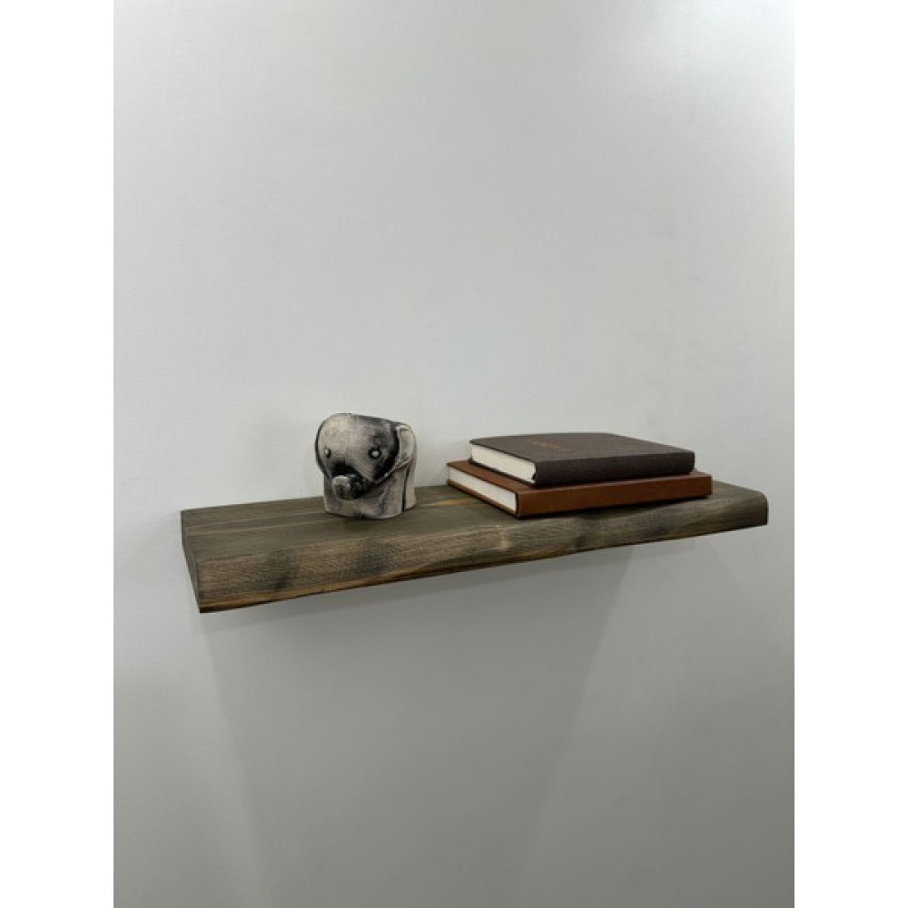 O&A Wood 60 cm Ahşap Duvar Rafı, Kütük Duvar Rafı, Masif Dekoratif Raf - Ceviz Kitaplık - Duvar Rafı & CD / DVD Rafı Fiyatı