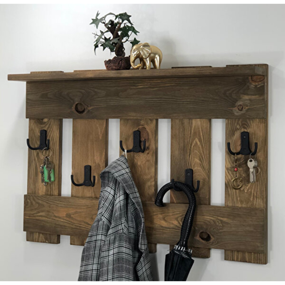 O&A Wood Ahşap Vestiyer Dekoratif 5 Askılı Portmanto Raflı Vintage Elbise Askısı Meşe Portmanto Fiyatı