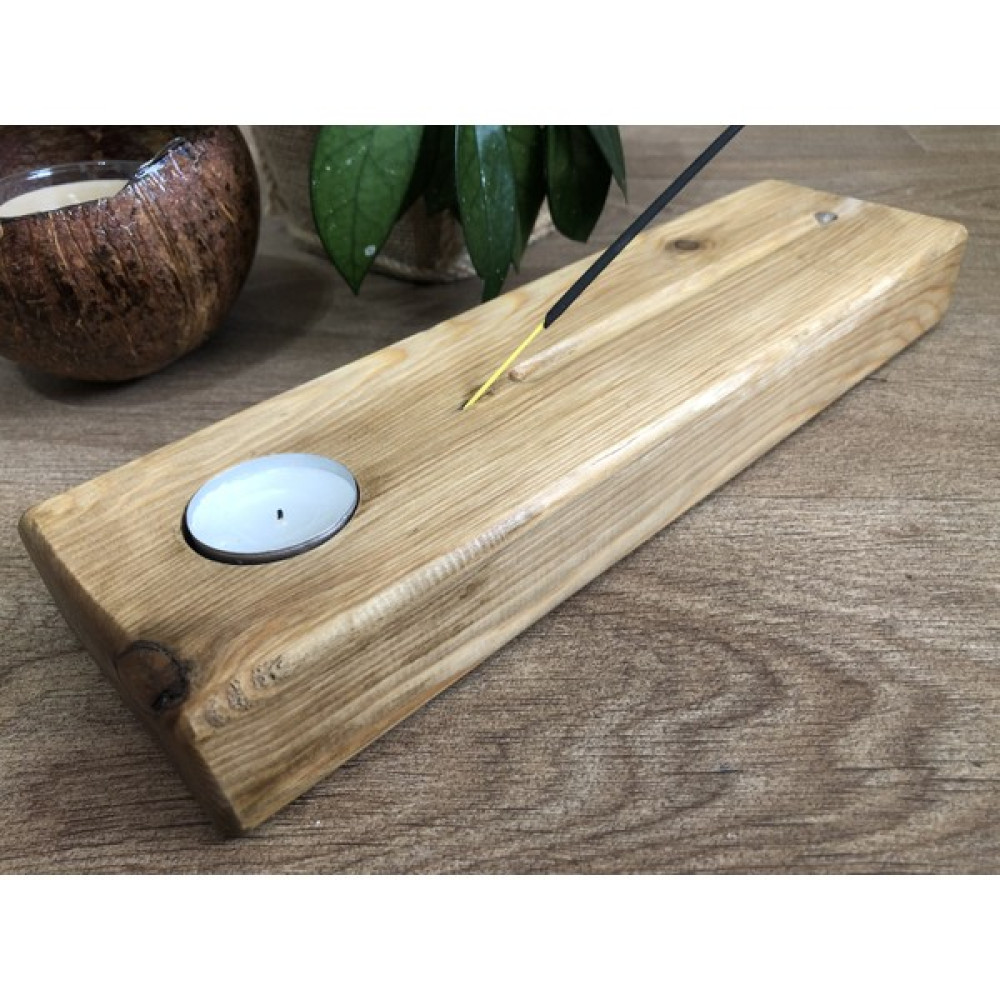 O&A Wood Doğal Ahşap Tütsülük, Kütük Mumlu Tütsülük - Kahverengi - 1 Adet Dekoratif Mum Fiyatı