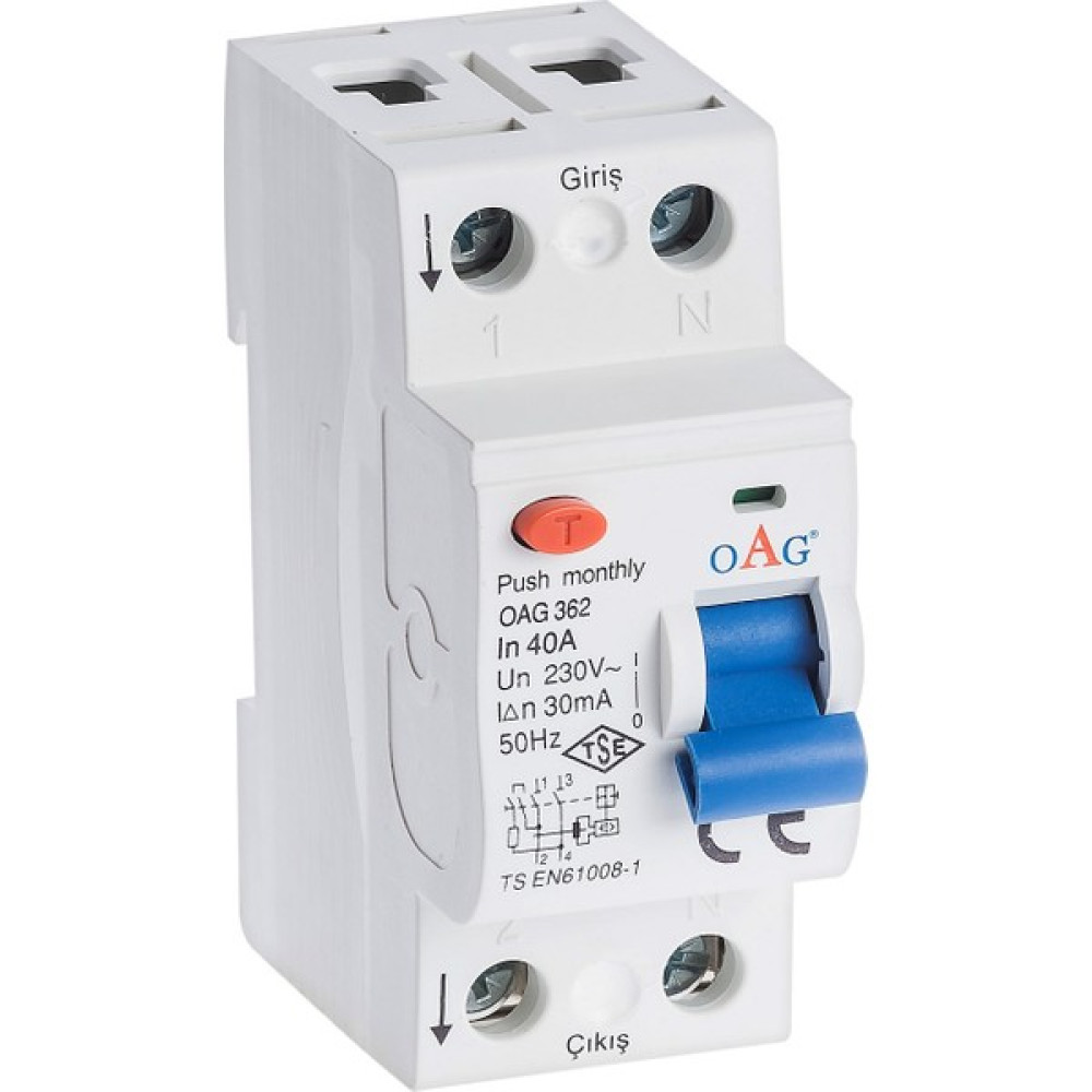 Oag 2X40A 30MA 2 Kutuplu Kaçak Akım Rölesi OAG-362 Yedek Parça - Elektrikli El Aletleri Fiyatı