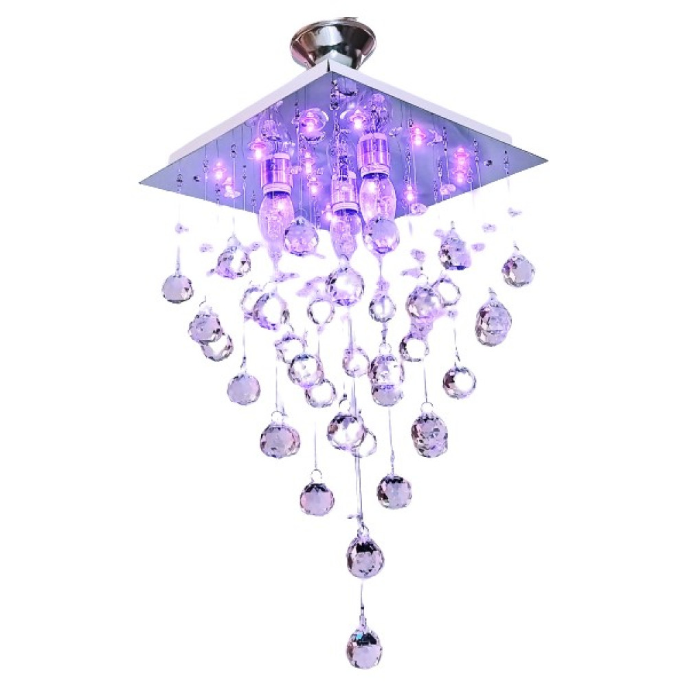 Öalpa Yağmur 3'lü Rgb Ledli Kristal Taşlı Avize - Mor Avize Fiyatı