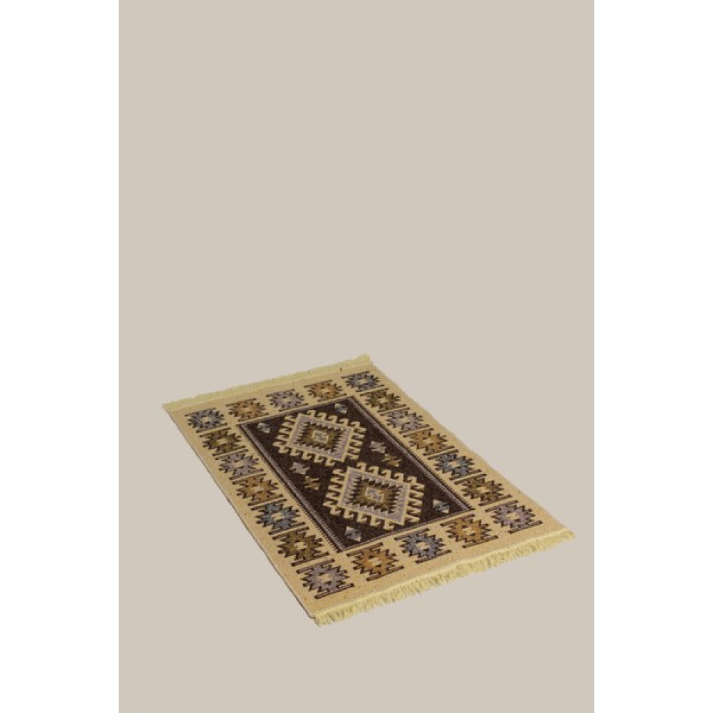 Obam Mutfak Kilimi (Çift TARAFLI)(140X210)MAKİNA Dokuması Uşak Kilimi - Koyu Kahverengi - 140 x 210 cm Kilim Fiyatı