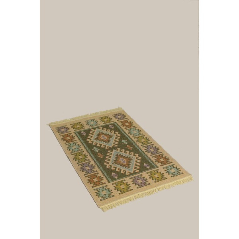 Obam Mutfak Kilimi (Çift TARAFLI)(140X210)MAKİNA Dokuması Uşak Kilimi - Yeşil - 140 x 210 cm Kilim Fiyatı
