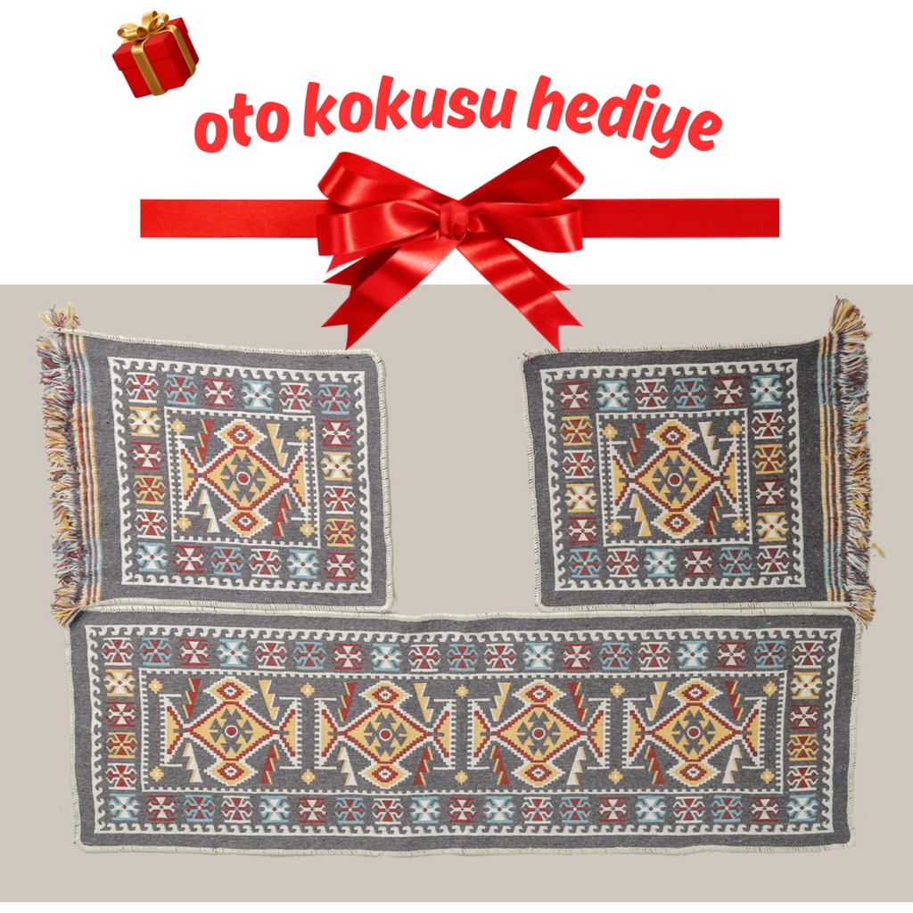 Obam Oto Koltuk Kılıfı (Çift Taraflı )Yıkanabilir Araba Takımı Kilim Gri Renk - Füme - Gri Kilim Fiyatı