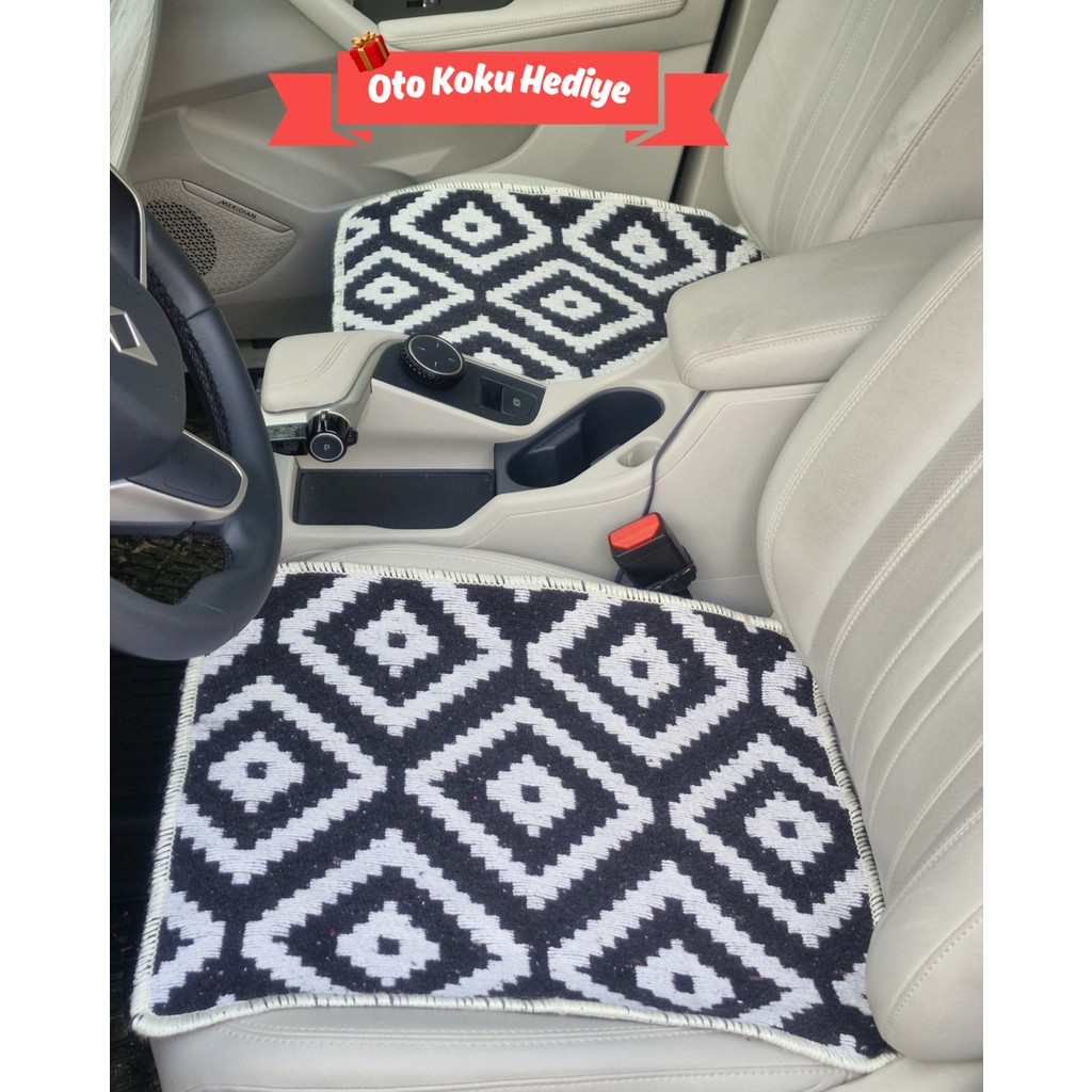 Obam Oto Koltuk Kılıfı (Çift Taraflı )Yıkanabilir Araba Takımı Kilim Siyah-Beyaz - Siyah - Beyaz Kilim Fiyatı