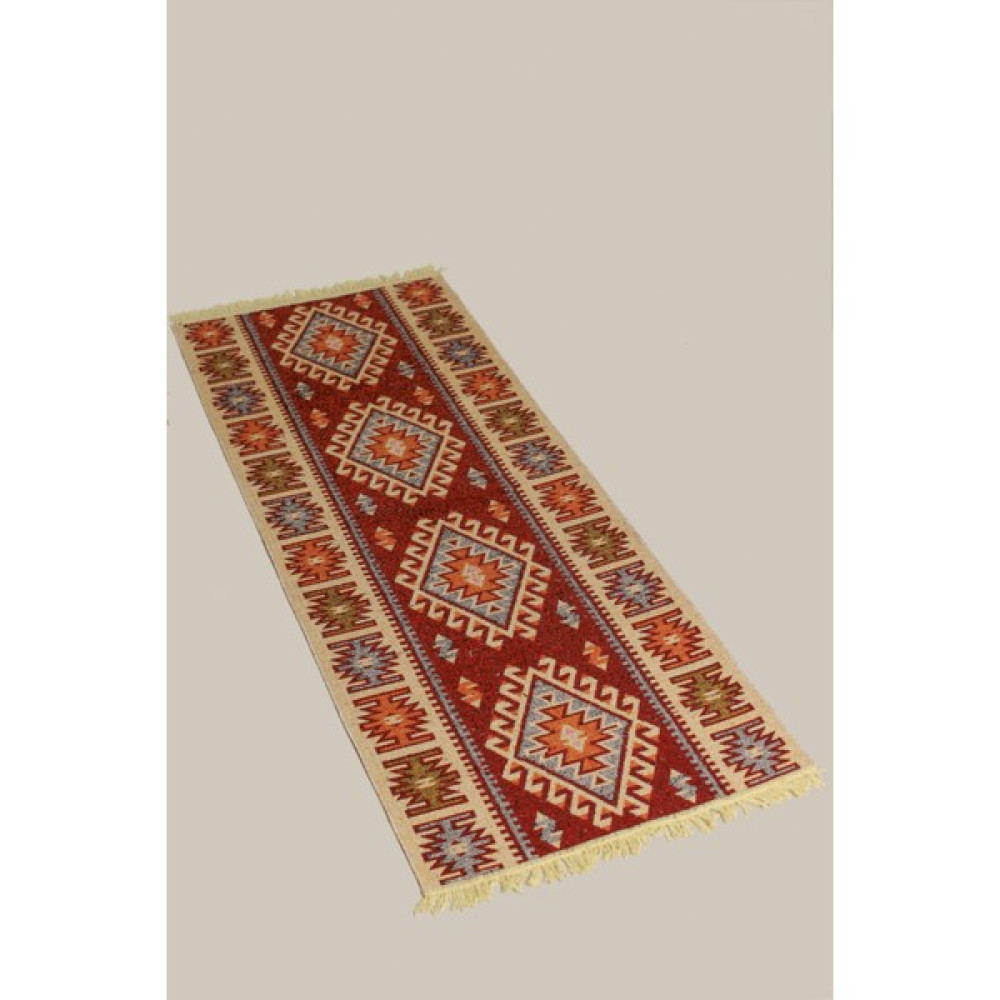 Obam Uzun Koridor Kilimi (Uşak Kilimi) Çift Taraflı (80X200) (Yıkanabilir) - Kırmızı - 80 x 200 cm Kilim Fiyatı