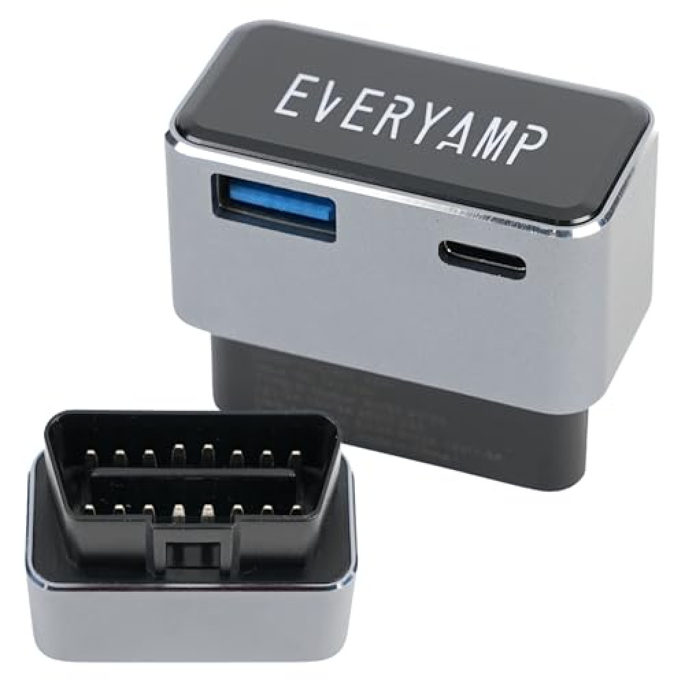 OBD2 to USB Adapter - USB-C & USB-A Power Outputs - OBD2/OBD Power for Dash Cameras, Phone Charges, Radar Detectors, and More - Constant Power Always On - 36W/12V, 45W/24V - EveryAmp