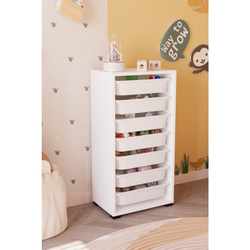 Obi Atölye Çok Amaçlı Oyuncak Dolabı 7 Sepetli Beyaz Suntalam 89 cm Yükseklik 45 cm Genişlik Anne Bebek Oyuncak Fiyatı