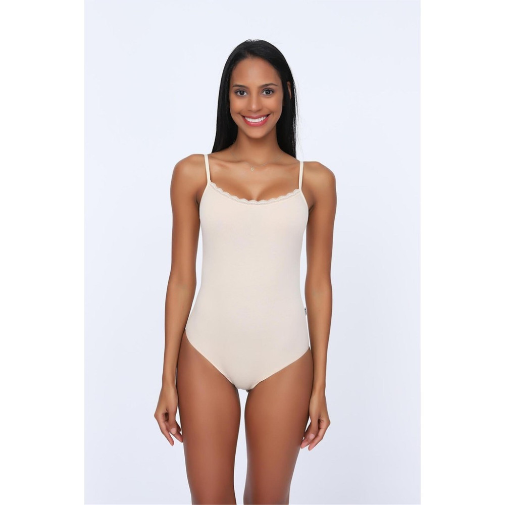 Obje Kadın Ten Cotton Ip Askılı Dantelli Çıtçıtlı Body İç Body Fiyatı
