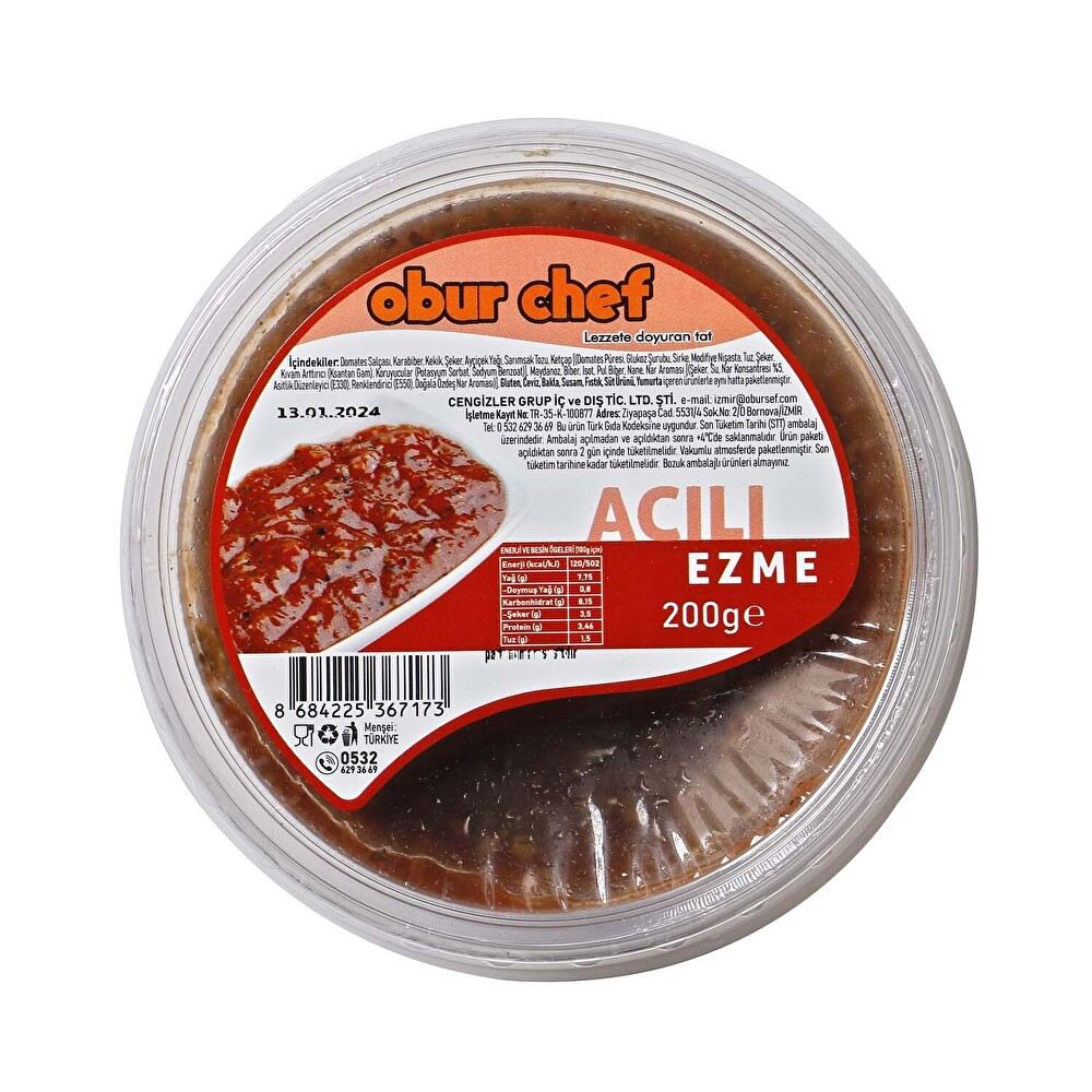 Obur Chef Acılı Ezme 200 g Et, Tavuk ve Balık Fiyatı